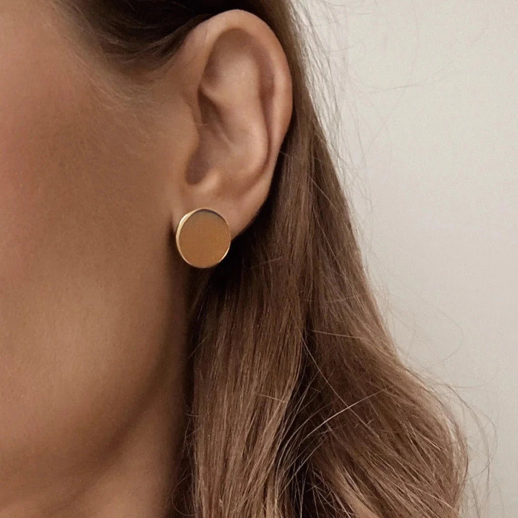 waterproof Blanche gold stud statement earrings made in waterproof stainless steel from Icône