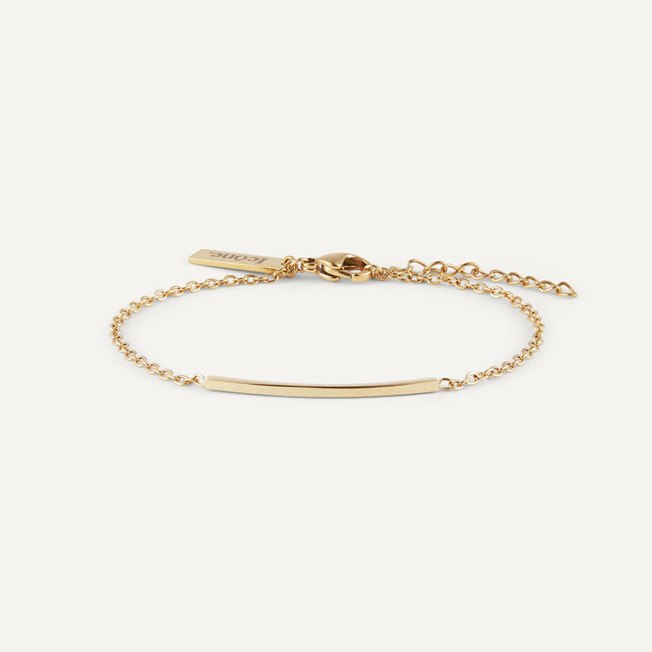minimalist carine bar bracelet gold made in waterproof stainless steel from icône