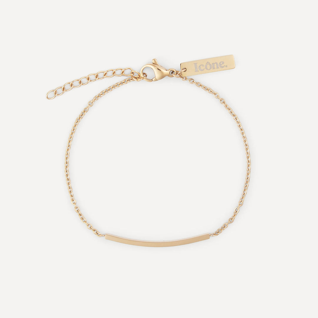 carine minimalist bar bracelet gold made in waterproof stainless steel from icône